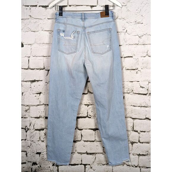 AMERICAN EAGLE Mom Jean Distressed Destroyed Trashed Grunge Denim High Rise Sz 4 - Picture 5 of 9